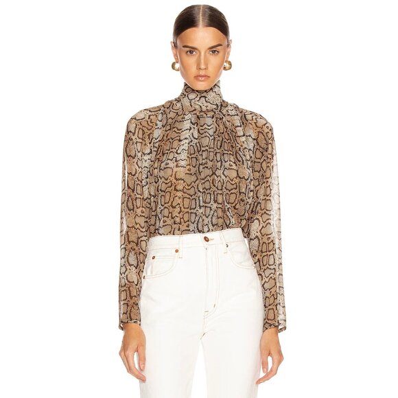 Smythe Snake Print Turtleneck Blouse, size XS - Picture 9 of 10